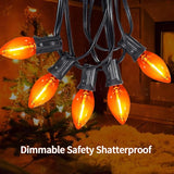C7 Orange Halloween Lights Outdoor, 25FT LED String Lights with 25 Bulbs, Waterproof Fall Thanksgiving Decor for | Lumora