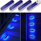 YiLaie Blue Solar Dock Deck Lights Solar Powered Outdoor Waterproof, Stick on Lights for Step Stairs Driveway (4 | Lumora