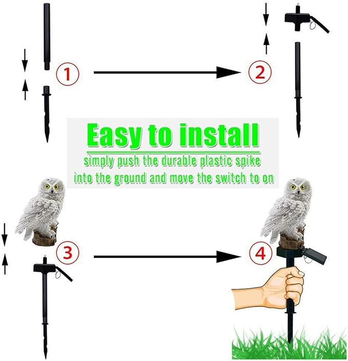 Garden Solar Light Outdoor Decorative, Owl Decor Solar Pathway Lights Outdoor LED Solar Garden Lights, Garden Solar Lights Outdoor Waterproof Decorative,White