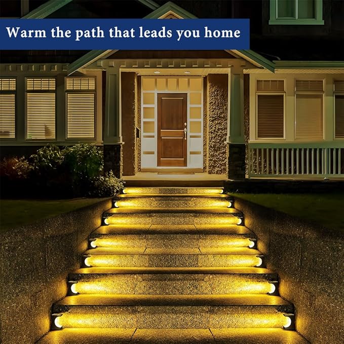 8 Pack Solar Step Lights Outdoor, IP65 Waterproof LED Stair Lights for Garden Stairs, Patio, Yard, Deck, Front Step | Lumora