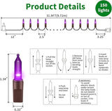 LAMPHOME Purple Christmas Lights Decoration 150Lights 31.9ft UL Certified Mini Bulb String Lights Set for Outdoor | Lumora