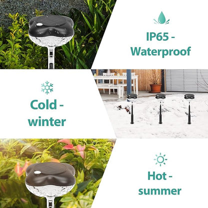 SFV 6 Pack Solar Lights Outdoor Waterproof, Motion Detection & Constant-on, Four Clover, Auto On/Off, 800 mAh, 20 Lumens, 3200K Solar Path Lights for Yard Walkway Garden Lawn Patio, Warm White