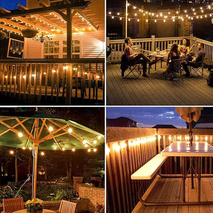 Solar Powered String Lights Outdoor Waterproof 39FT, Patio Lights Solar Powered with 12 Shatterproof S14 LED Bulb, Solar Outdoor String Lights 4 Light Modes for Garden Balcony Backyard Yard