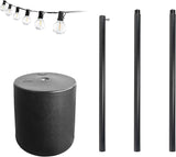 Outdoor String Light Pole Stand with 25 ft G40 Bistro String Lights - 9.5 Feet, Black, Heavy-Duty with Freestanding | Lumora