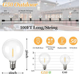 Bosceos 100ft Outdoor G50 LED Globe String Lights Dimmable Waterproof Shatterproof Light Strings with 52 Bulbs | Lumora