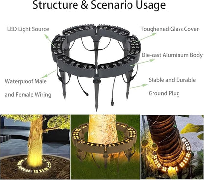 Tree Lights Outdoor, Palm Tree LED Uplighting, 3000K Warm White Landscape Spotlights, IP67 Waterproof Aluminum, AC85-265V (110V Compatible) 1.5M/4.9ft US Plug Power Cord (2 Pack)