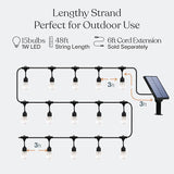 Brightech Ambience Pro - 48 Ft Waterproof, Solar Power Outdoor String Lights - 1W LED Hanging Edison Bulbs Create | Lumora