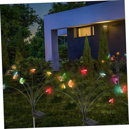 VALICLUD Solar Garden Lights Bee-Shaped 8-led Stake Solar Pathway Lights Swaying Outdoor Decorative for Patio Lawn Yard 2pcs