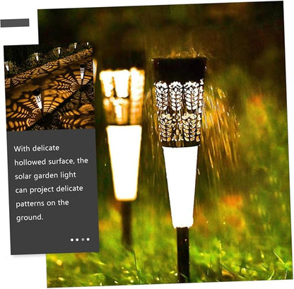Toyvian 6pcs Solar Cone-Shaped Perforated Ground Stake Lights, Warm Colorful Outdoor Solar Pathway and Garden Landscape Lighting for Yard and Patio Decoration