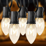 Brightown 50 Feet C9 Bulb String Lights Outdoor Warm White Clear Christmas Lights Black Wire for Outdoor Patio Room | Lumora