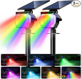 btfarm Solar Lights Outdoor Waterproof IP65-2 Pack LED Color Changing Spot Light 7 Lighting Color RGB Powered | Lumora