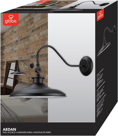GLOBE Electric 44095 Aedan 1-Light Swivel Wall Sconce, Black Finish