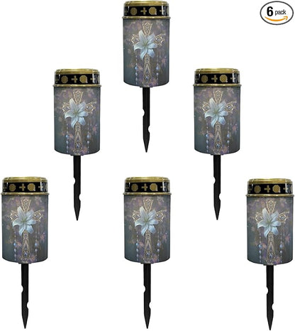 Solar Pathway Lights,Grave Crosses for Cemetery Solar Lights Outdoor Waterproof Garden Stake Lights for Outside Patio Landscape Lighting Flameless Warm White Pathway Lights Spotlights