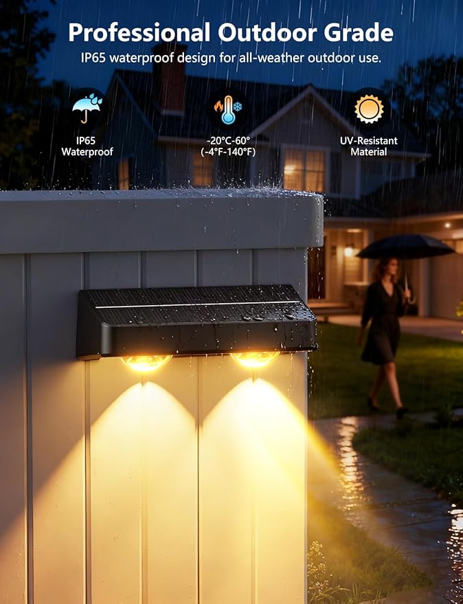 Solar Fence Lights Outdoor, 12 Pack Color Changing Fence Lights Solar Powered with 9 RGB Colors & 11 Lighting Modes, IP65 Waterproof Dusk to Dawn Fence Lights for Patio, Deck, Wall, Backyard