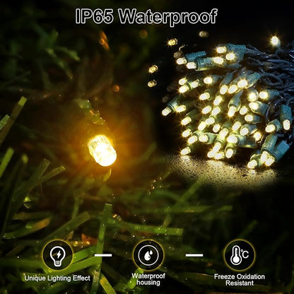 Warm White LED Christmas Lights – 25ft 50 Counts Christmas Lights Outdoor Waterproof, 5mm Wide Angle Commercial Grade Mini Outdoor, Indoor Green Wire Tree Plug in for Xmas, UL
