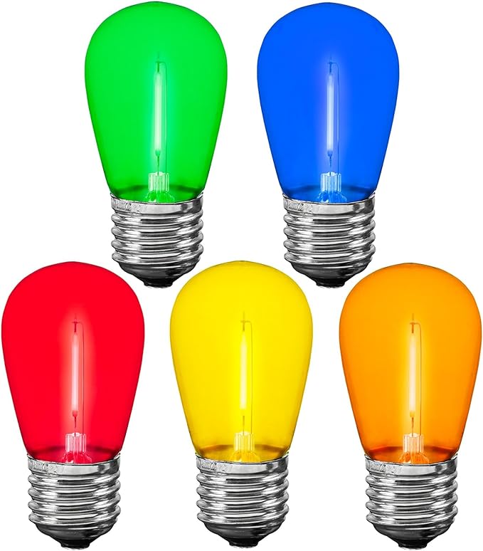 Novelty Lights Outdoor String Light Replacement Bulbs, 25 Pack S14 LED Edison Shatterproof Plastic, E26 Base | Lumora