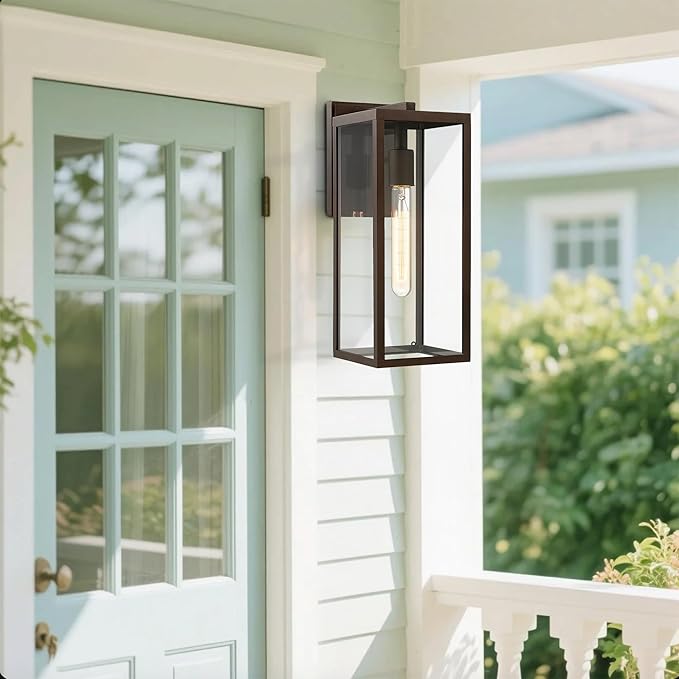 Bestshared Outdoor Wall Sconce Lights,Exterior Wall Lighting Fixtures with Clear Glass, Anti-Rust Modern Black | Lumora