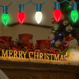 25FT C7 Christmas Lights Outdoor, Red Green White 3-Color LED String Lights for Roof, Fence, Tree, Wedding, Party | Lumora