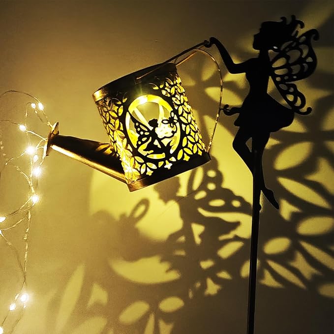 Solar Watering Can Lights, Outdoor Garden Decor,LED Waterproof String Light,Metal Vintage Fairy Tale Lamps | Lumora