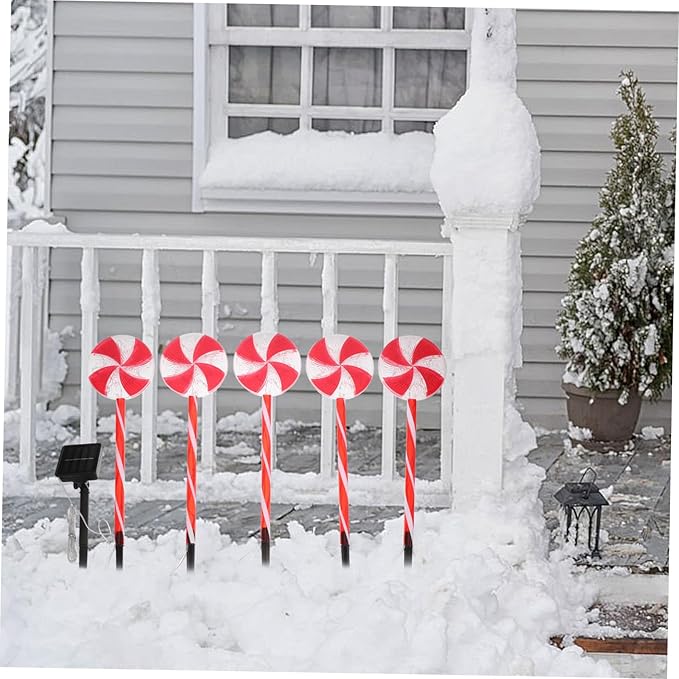 1set Solar Powered Candy Cane Pathway Lights Lollipop Design for Outdoor Christmas Decoration Charming Solar | Lumora