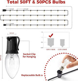 Brightown 50 Feet C9 Bulb String Lights Outdoor Warm White Clear Christmas Lights Black Wire for Outdoor Patio Room | Lumora