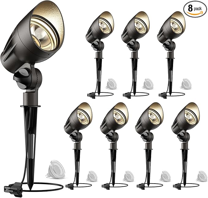 GOODSMANN Low Voltage Landscape Flood Lights 5W LED 8PK Outdoor Spotlight 2700K Warm White Replaceable LED Bulbs | Lumora