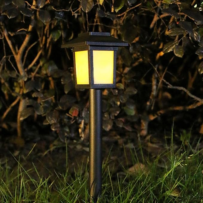 Kisangel 4Pcs Solar Garden Path Lights Outdoor Waterproof LED Solar Lawn Lamps for Yard and Patio Landscape Lighting Black Ground Insert Energy Lamps for Walkway and Home Decor