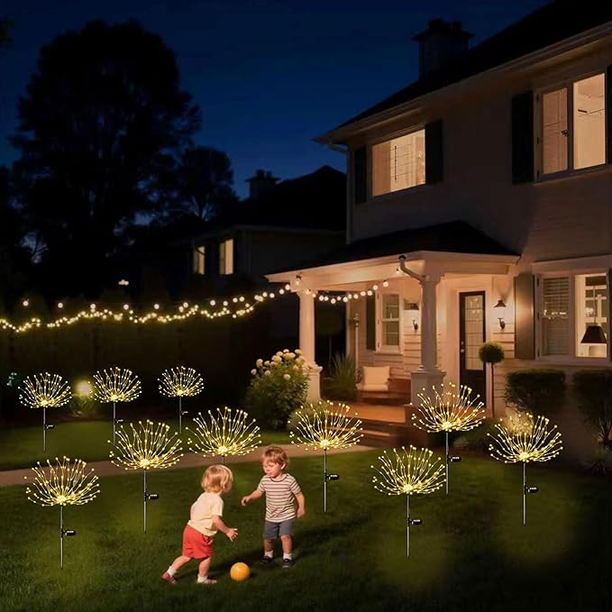 Solar Garden Lights Outdoor Waterproof (2 Pack),Solar Landscape Lighting,420LED Firework,Lights for Garden, Pathway, Party & Christmas,Multicolor