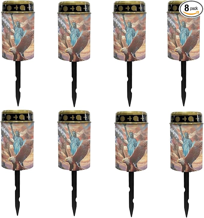 US Flag Eagle Solar Garden Stake Lights Outdoor Waterproof Solar Pathway Light Landscape Lighting Cemetery Solar Lantern,Outdoor Table Lamp,Wall Light Auto On/Off
