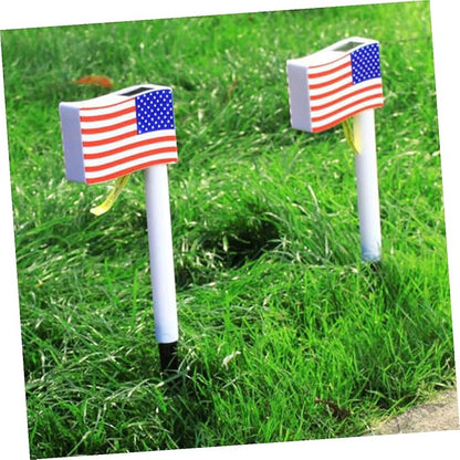 NUOBESTY 2pcs Solar LED Garden Path Lights Outdoor Decorative Lamps for Independence Day Yard Night Lighting Random Color