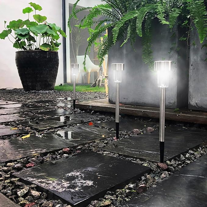 6pcs Solar Path Lights Outdoor Yard Garden Landscape Lamps 55 Stainless Steel White Light Waterproof for Lawn and | Lumora