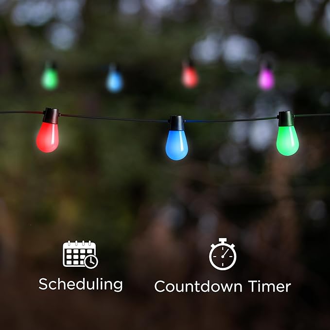 Feit Electric 24ft Smart Outdoor String Lights, 12 Socket Color Changing Works with Alexa/Google Assistant, Heavy | Lumora