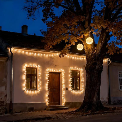 LUCKY SHINE 200 Clear Christmas Lights, Commercial Grade Pack of 2 Sets 100 Light and 66 Ft Black Wire, for Indoor and Outdoor Use.