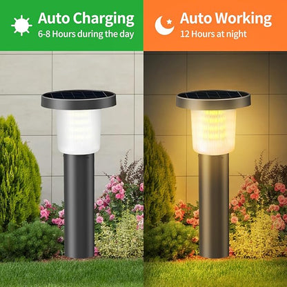 Solar Pathway Lights Outdoor 2 Pack, IP65 Waterproof Solar Powered Outdoor Lighting with 3-Color Remote Control, Auto On/Off Landscape Lights for Yard, Garden, Driveway, Patio, Walkway