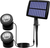 AVEKI Solar Pond Spotlights, 2 in 1 12 LED Solar Underwater Lights with Dual Head Waterproof Submarine Landscape | Lumora