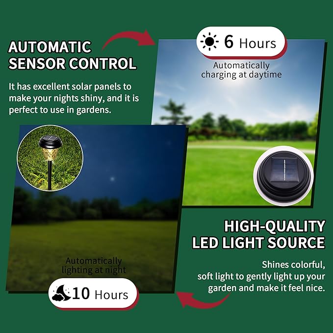 Solar Garden Lights Outdoor, 8 Pack Color Changing LED Pathway Lights Waterproof Solar Powered Landscape Lighting for Yard Patio Walkway Lawn