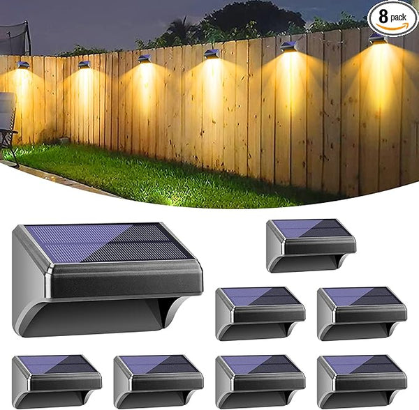 Bridika Solar Fence Lights, Outdoor Waterproof Warm White & Color Glowt, LED, for Backyard, Patio, Deck Railing | Lumora