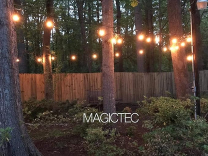 Magictec LED Shatterproof String Lights Commercial Grade with 15 Hanging Sockets 48 Ft Black Outdoor Weatherproof Cord Strand for Patio Garden Porch Backyard Bistro Gazebo Party Deck Yard