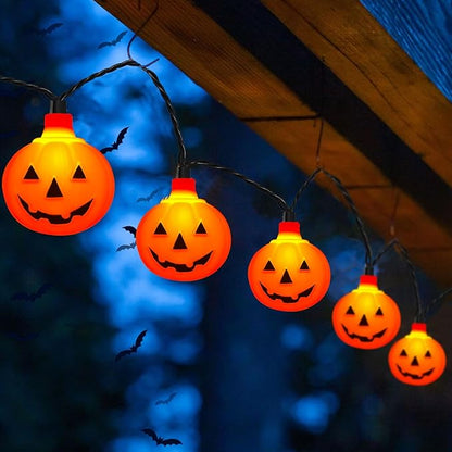 SUNSGNE Halloween Pumpkin String Lights 8.5ft Orange Hanging Decorative String Light with 10 Round Pumpkin Lights for Indoor Outdoor Halloween Party Thanksgiving Day Decor