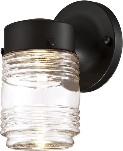 Design House 587246 Jelly Jar Indoor/Outdoor Integrated LED Wall Light, Black