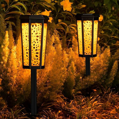 Solar Pathway Lights Outdoor,Waterproof IP65 Garden Landscape Lights with Warm White & RGB Color Changing,6-12h Outdoor Solar Lights for Yard, Walkway, Patio, Driveway, Lawn
