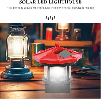 Uonlytech Solar LED Lighthouse Waterproof Landscape Lamp Garden Lamp for Outdoor Lawn Patio Pond Ornament Decoration Red