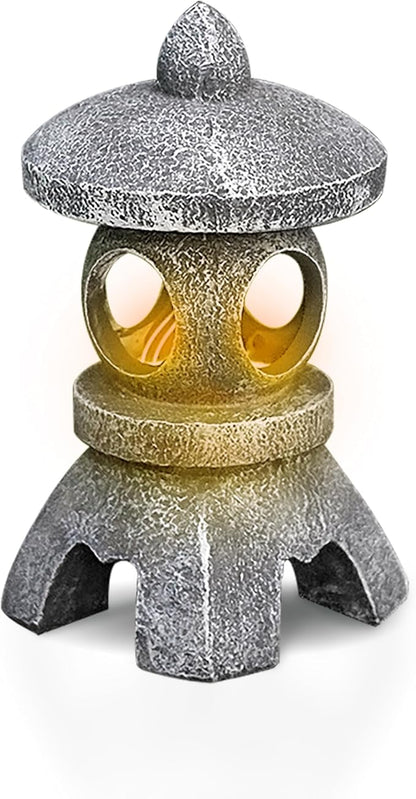 Solar Pagoda Lantern Garden Statue, Energy-Saving Solar Pagoda, Zen Garden Decor, Japanese Yard Lamp Landscape Decor, Imitation Stone Material,10.2Inch, for Landscape Balcony/Patio/Porch Yard