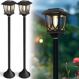 12 Pack Solar Pathway Lights + 2 Pack Solar Lamp Post Lights Outdoor - 14 Piece Bundle for Walkway, Driveway | Lumora