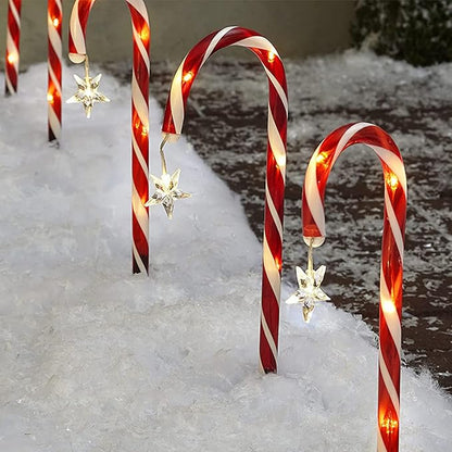 8PCS Outdoor Solar Candy Cane Lights, Solar Powered Pathway Lights Outdoor Christmas Decoration for Yard Lawn, Waterproof