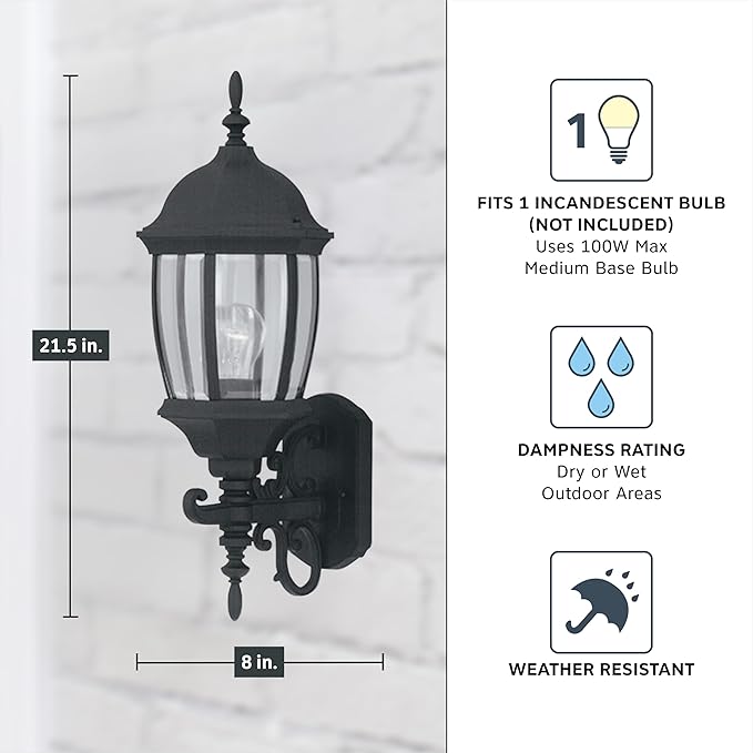 Designers Fountain Tiverton Outdoor Light Fixture, 21.5 Inch Exterior Wall Lantern Sconce for Front Door, Patio and | Lumora