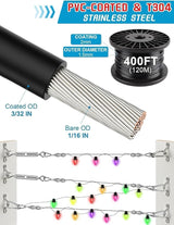 400 Ft String Light Hanging Kit, Garden Wire Rope Kit Coated Stainless Steel Wire - Outdoor Lighting Accessory | Lumora