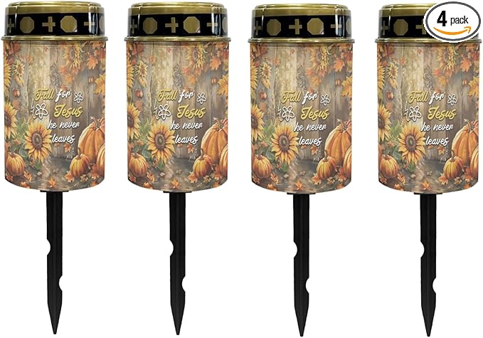 Autumn Fall for Jesus Cemetery Lights for Grave,Solar Pathway Lights Outdoor Solar Garden Light Solar Powered Lantern Landscape Lighting Yard Patio Driveway Light Solar Outdoor