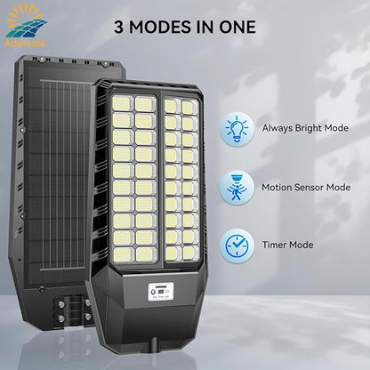 10000W Pro Large Solar Street Lights Outdoor with Thickened Shell, Commercial Grade Street Light Dusk to Dawn, Motion Sensor Solar Security Flood Light Waterproof for Yard, Driveway, Parking - 2 Pack