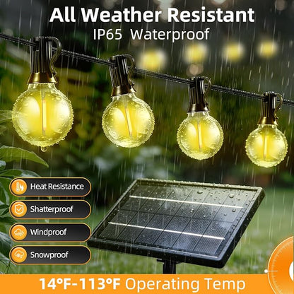 150FT Solar Lights Outdoor Waterproof: G40 45M Shatterproof Bulbs Patio Lights - Solar Powered Remote Control 3 Light Modes Dimmable Solar Light - Camping Backyard Garden Deck Outside Yard